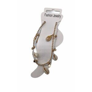 Sea Shell Anklets With Star Charms Gold‎ & White  For Women